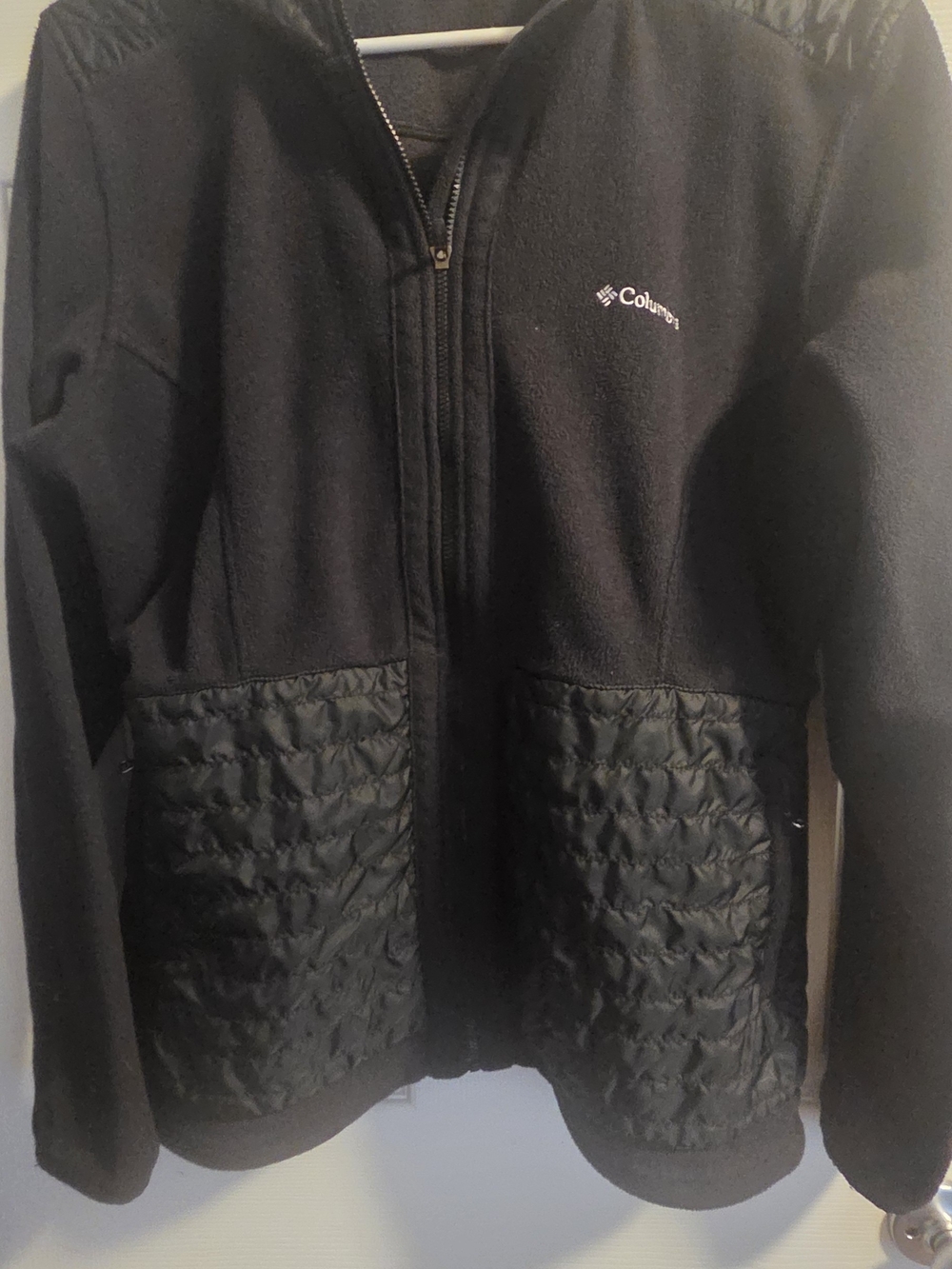 Columbia Mens Zip Up XL Black Fleece & Quilted Jacket